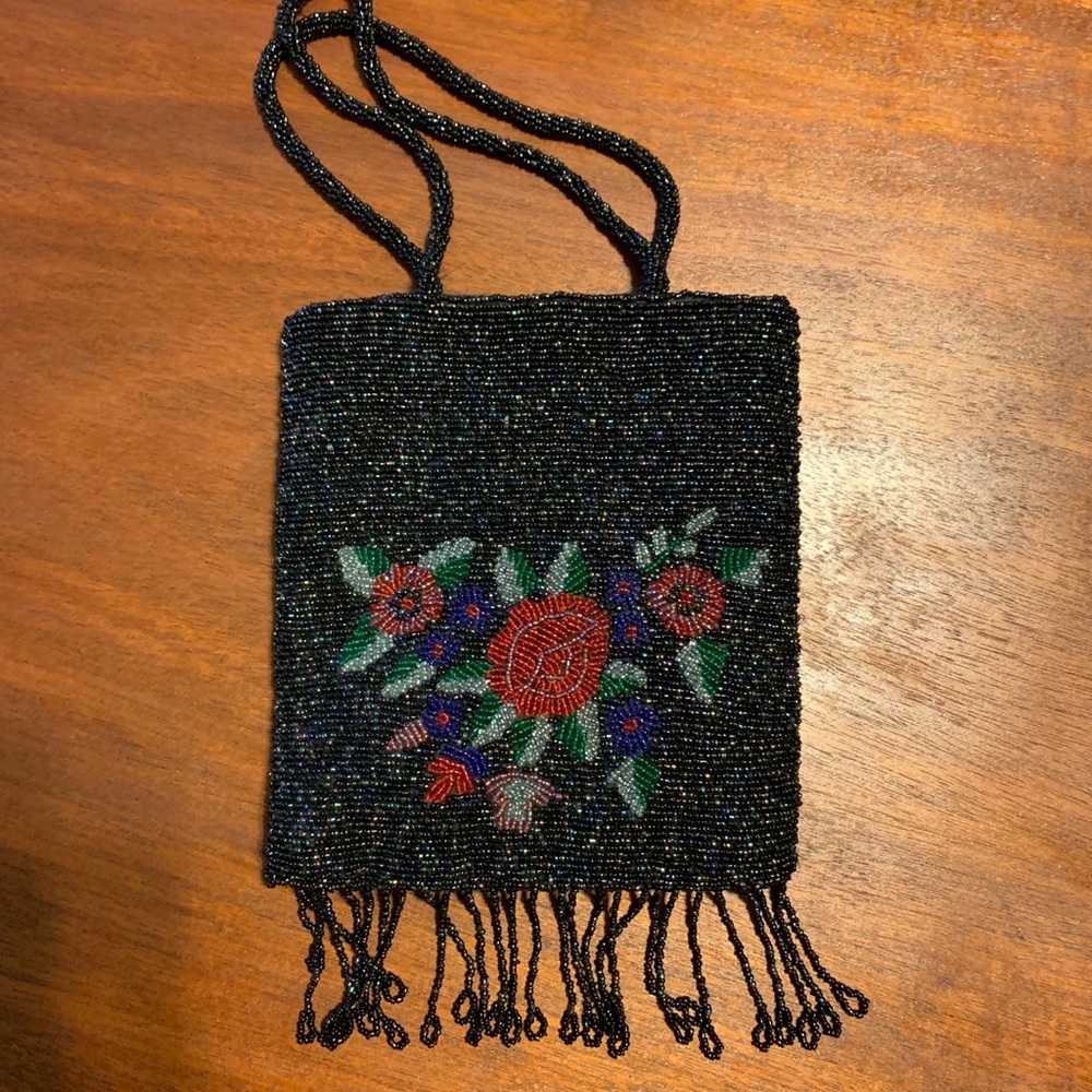 Beaded HandBag with Flower Design on front